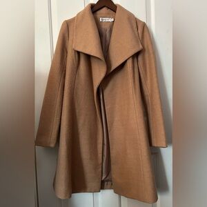 Sunny Girl Elegant Camel Wrap Coat with Oversized Collar Size 8